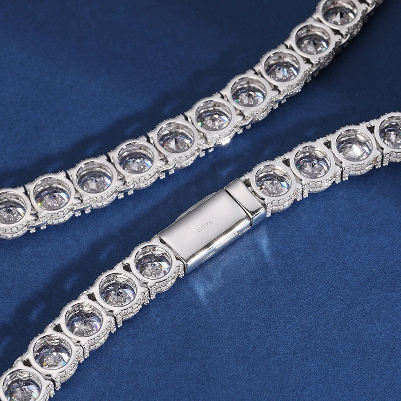 10/15mm S925 Moissanite Round Cut Tennis Chain