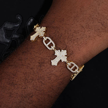 S925 Moissanite D-Link Cross Bracelet