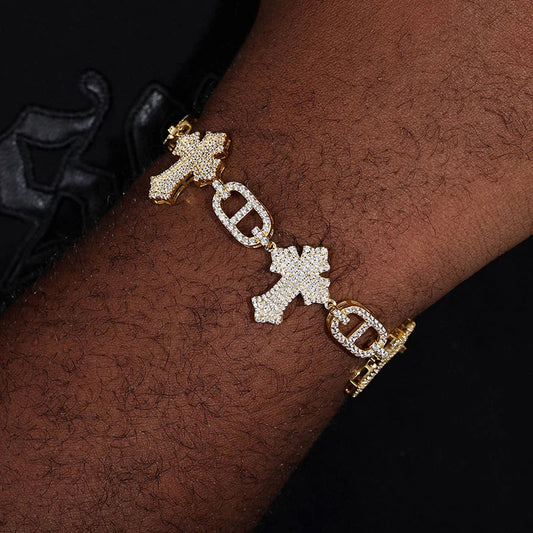 S925 Moissanite D-Link Cross Bracelet