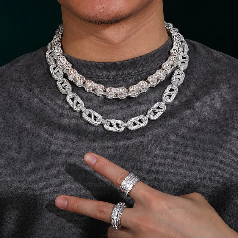 14mm S925 Moissanite Infinity Mariner Link Chain
