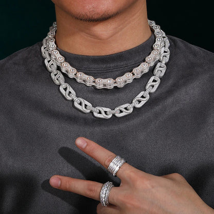 14mm S925 Moissanite Infinity Mariner Link Chain