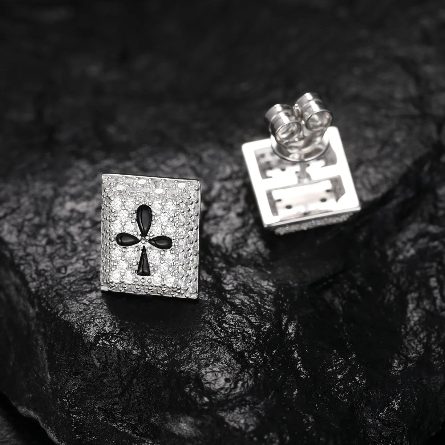 S925 Moissanite Poker Studs Earrings