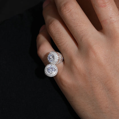 S925 Moissanite Double Halo Moissanite Bypass Ring