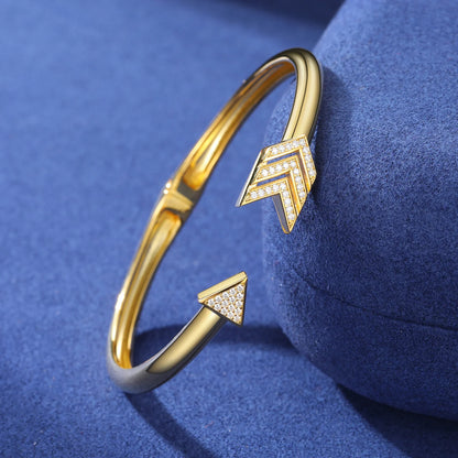 New S925 VVS Moissanite Premium Arrow Sterling Silver Men Cuff Bracelet