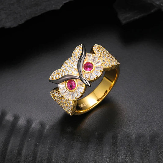 S925 Moissanite Diamond Owl Ring