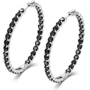 S925 Regal Radiance 15.5CTW Moissanite Round Hoop Earrings