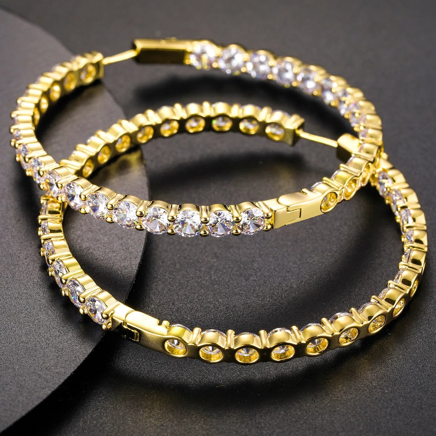 S925 Regal Radiance 15.5CTW Moissanite Round Hoop Earrings