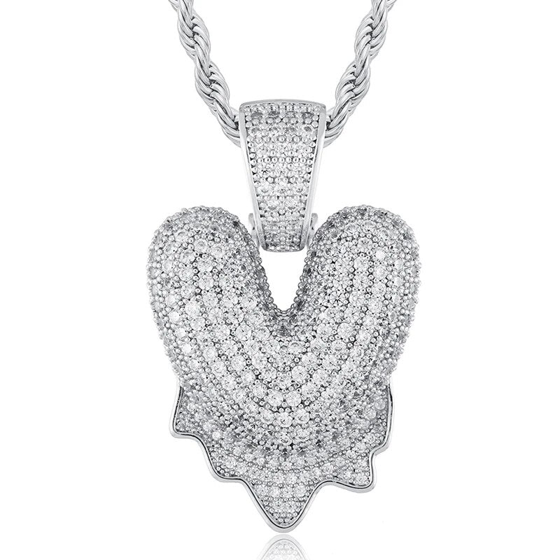 925 Sterling Silver Moissanite Bubbler Micro Paved A-Z Letter Pendant