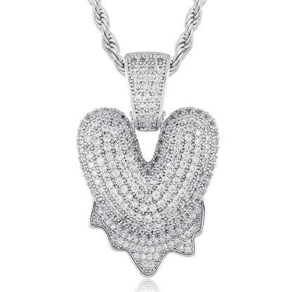 925 Sterling Silver Moissanite Bubbler Micro Paved A-Z Letter Pendant