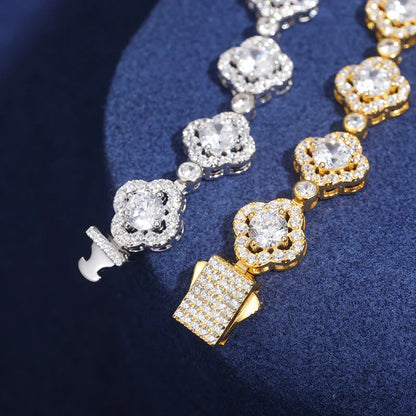 Moissanite Clover Halo Diamond Bracelet