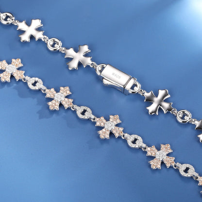 12mm S925 Moissanite Flared Cross Link Bracelet