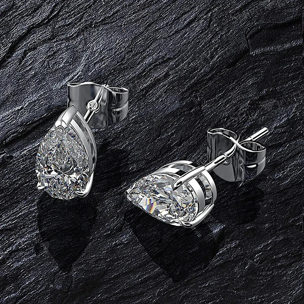 Women's S925 Moissanite Pear Diamond Stud Earrings