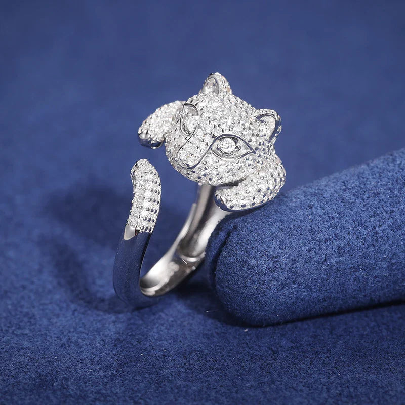 S925 Moissanite Leopard Diamond Cuff Ring