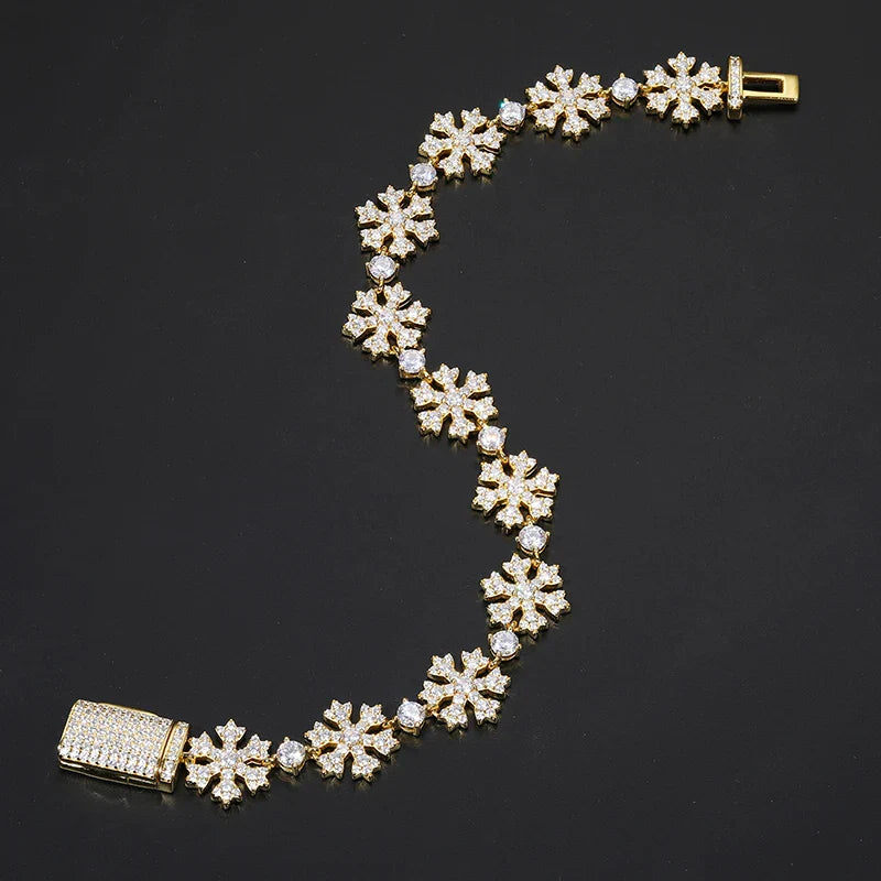 S925 Moissanite Snowflake Link Bracelet - 13mm