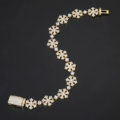 S925 Moissanite Snowflake Link Bracelet - 13mm