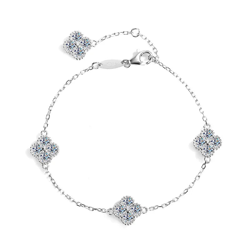 S925 Moissanite Clover Diamond Bracelet - Gold/White Gold