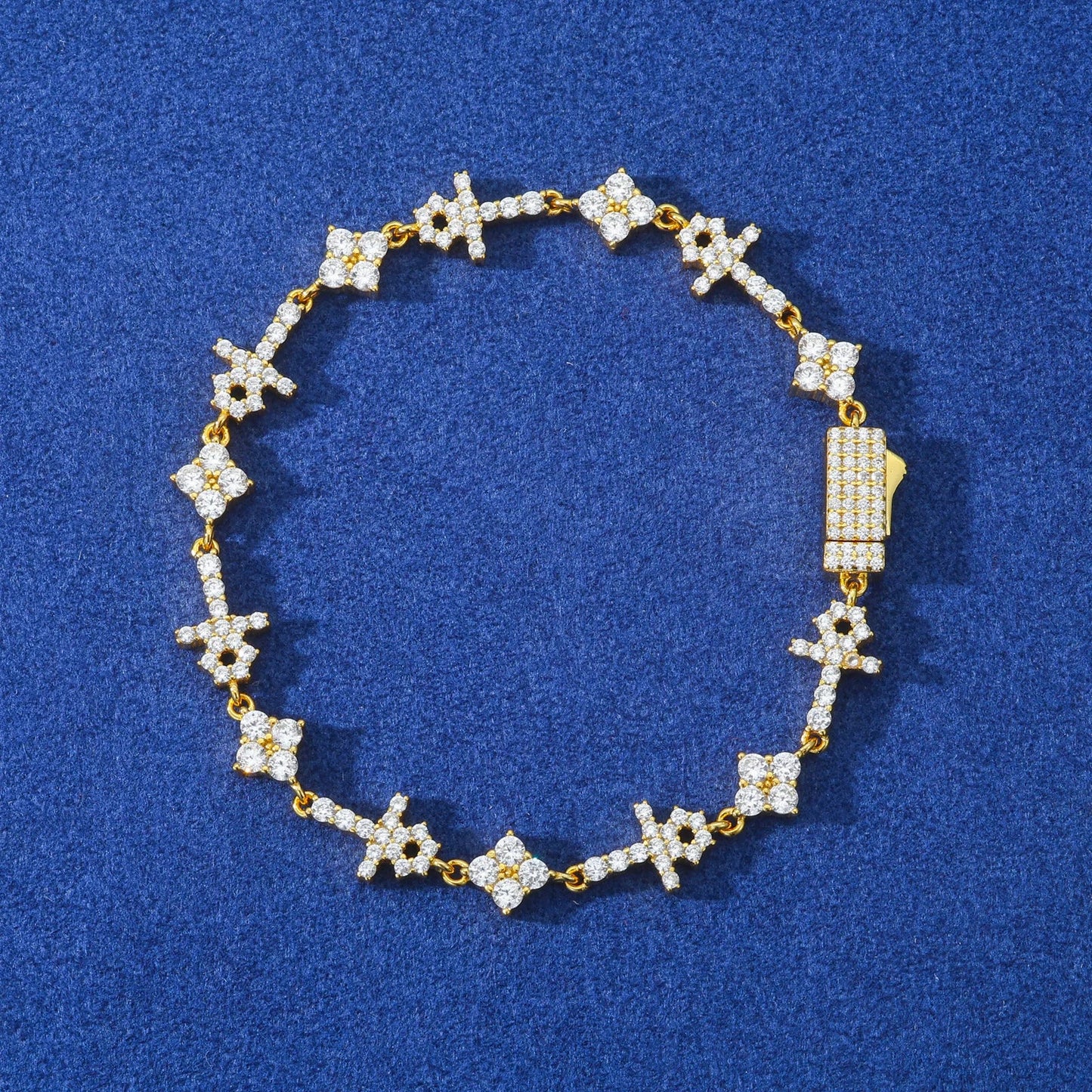 S925 Moissanite Mini Cross & Star Bracelet