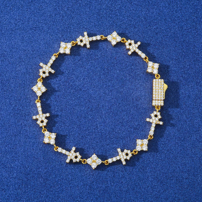 S925 Moissanite Mini Cross & Star Bracelet