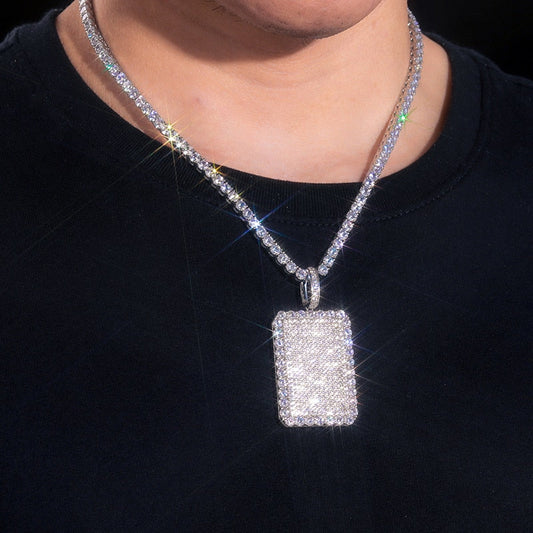S925 Streamline Tag Moissanite Diamond Pendant