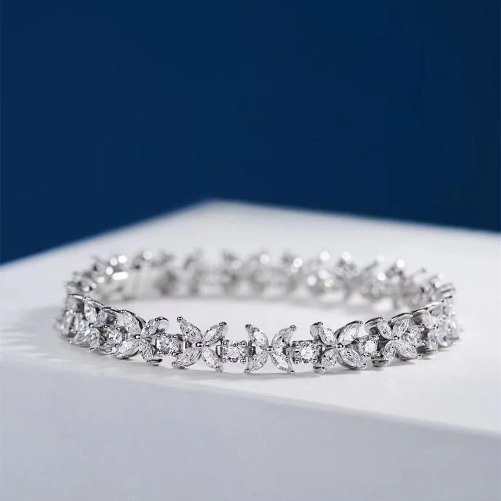 Women's S9225 Moissanite Mixed Marquise Butterfly-Shape Diamond Bracelet