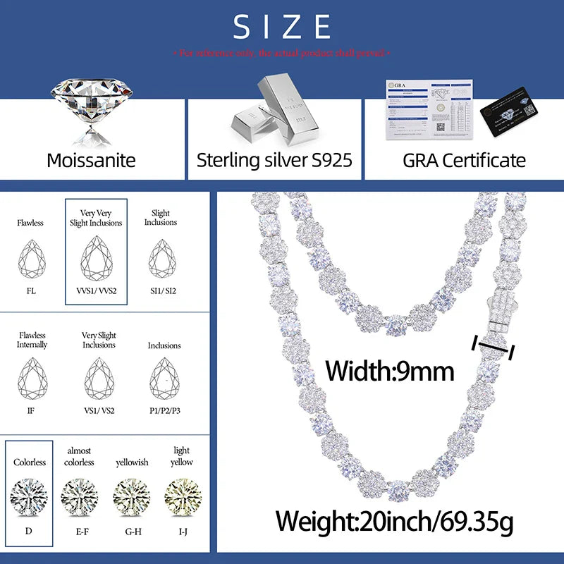 S925 Moissanite Flower Round Cut Diamond Bracelet