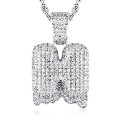 925 Sterling Silver Moissanite Bubbler Micro Paved A-Z Letter Pendant