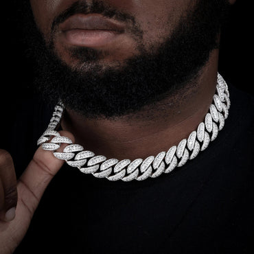 18mm Iced Out Miami Curve Diamond Cuban Link Chain