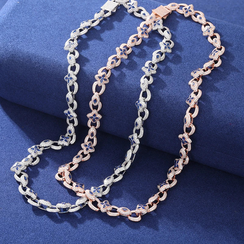 S925 Moissanite Flower Devil Eye Diamond Link Bracelet or Necklace