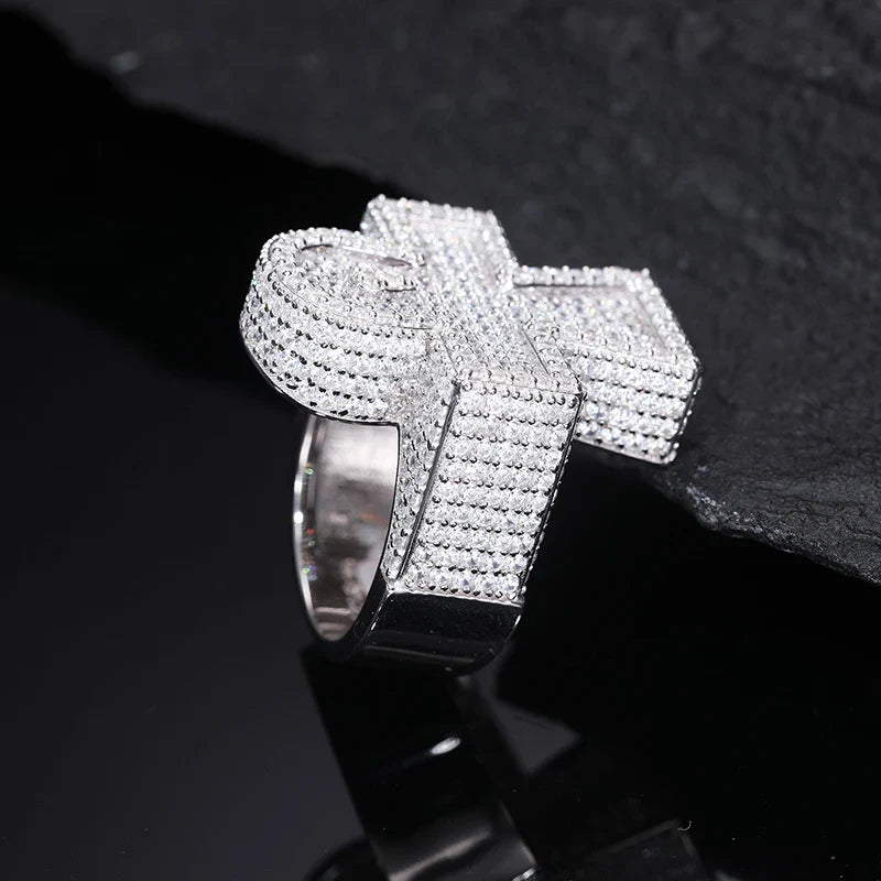 S925 Moissanite Gothic Cross Pave Diamond Ring