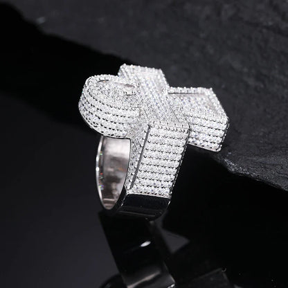 S925 Moissanite Gothic Cross Pave Diamond Ring