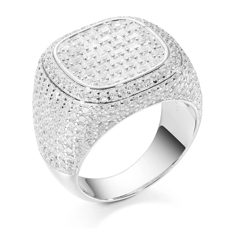 S925 Moissanite Fully Icy Pave Diamond Ring