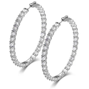 S925 Regal Radiance 15.5CTW Moissanite Round Hoop Earrings