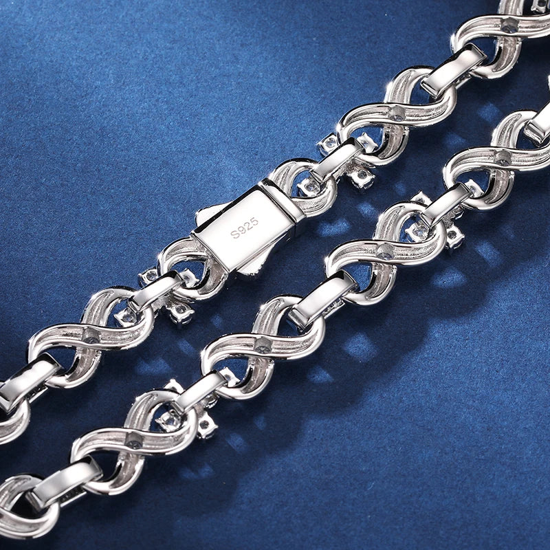S925 Moissanite Infinity Cross Link Bracelet or Necklace - 8mm