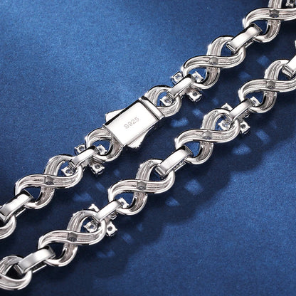 S925 Moissanite Infinity Cross Link Bracelet or Necklace - 8mm