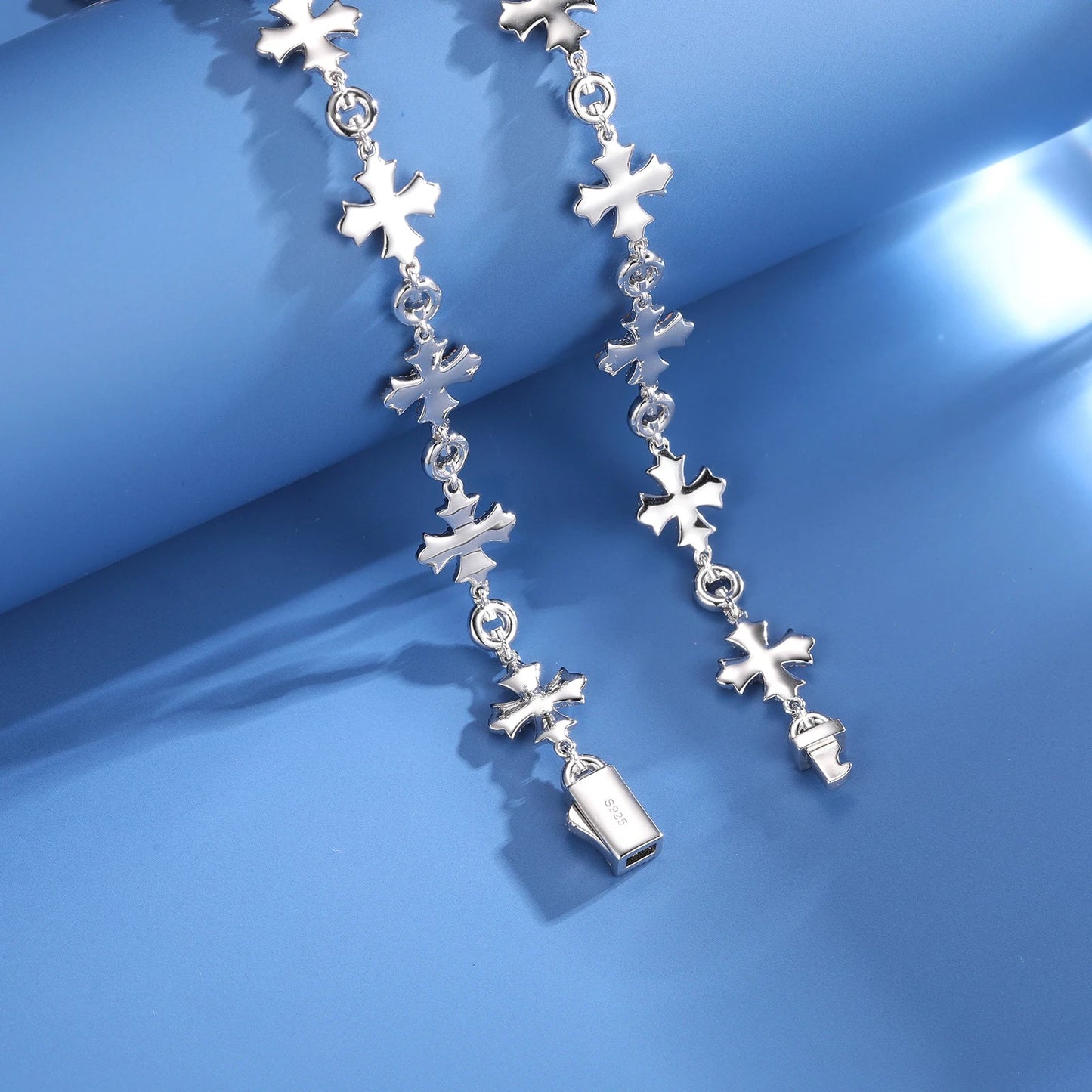 12mm S925 Moissanite Flared Cross Link Bracelet