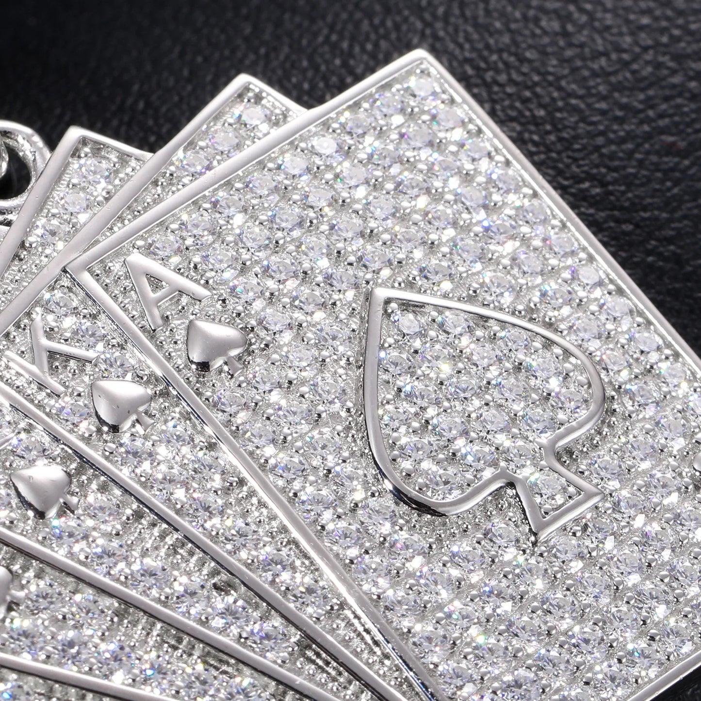 Silver 925 Moissanite Poker Lucky Ace Of Spades Pendant Necklace