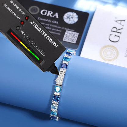 Blue Mixed Diamond Cut Tennis Bracelet - 7.5mm