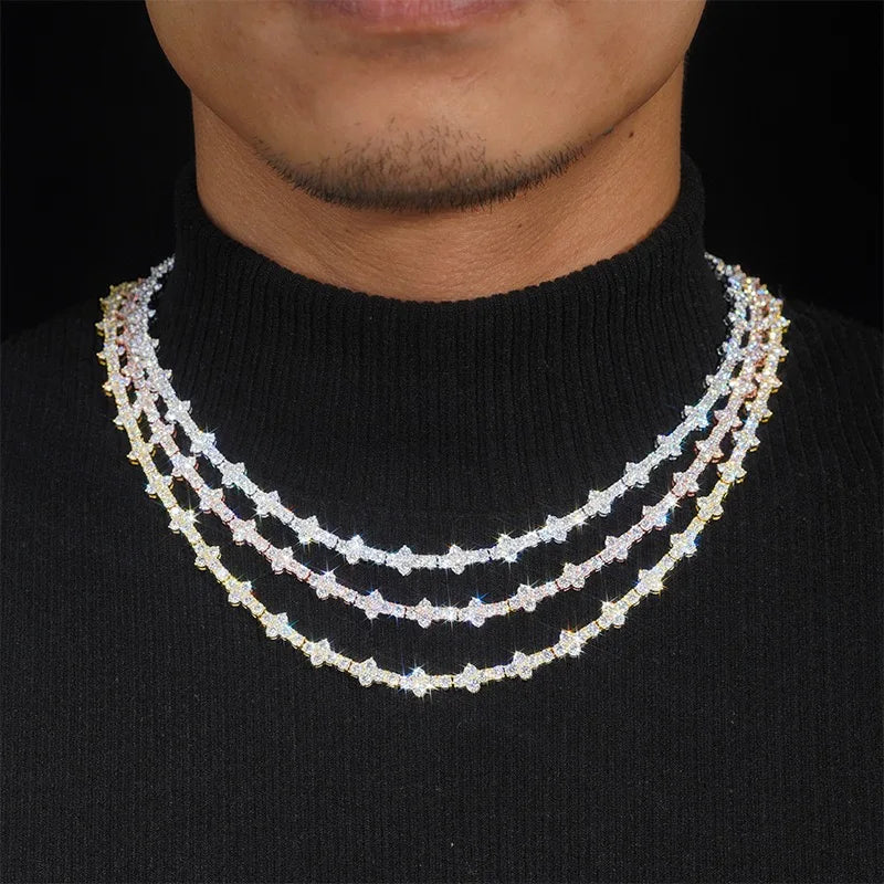3MM S925 MOISSANITE HONEYCOMB DIAMOND LINK NECKLACE