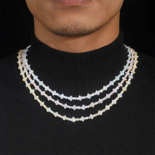 3MM S925 MOISSANITE HONEYCOMB DIAMOND LINK NECKLACE