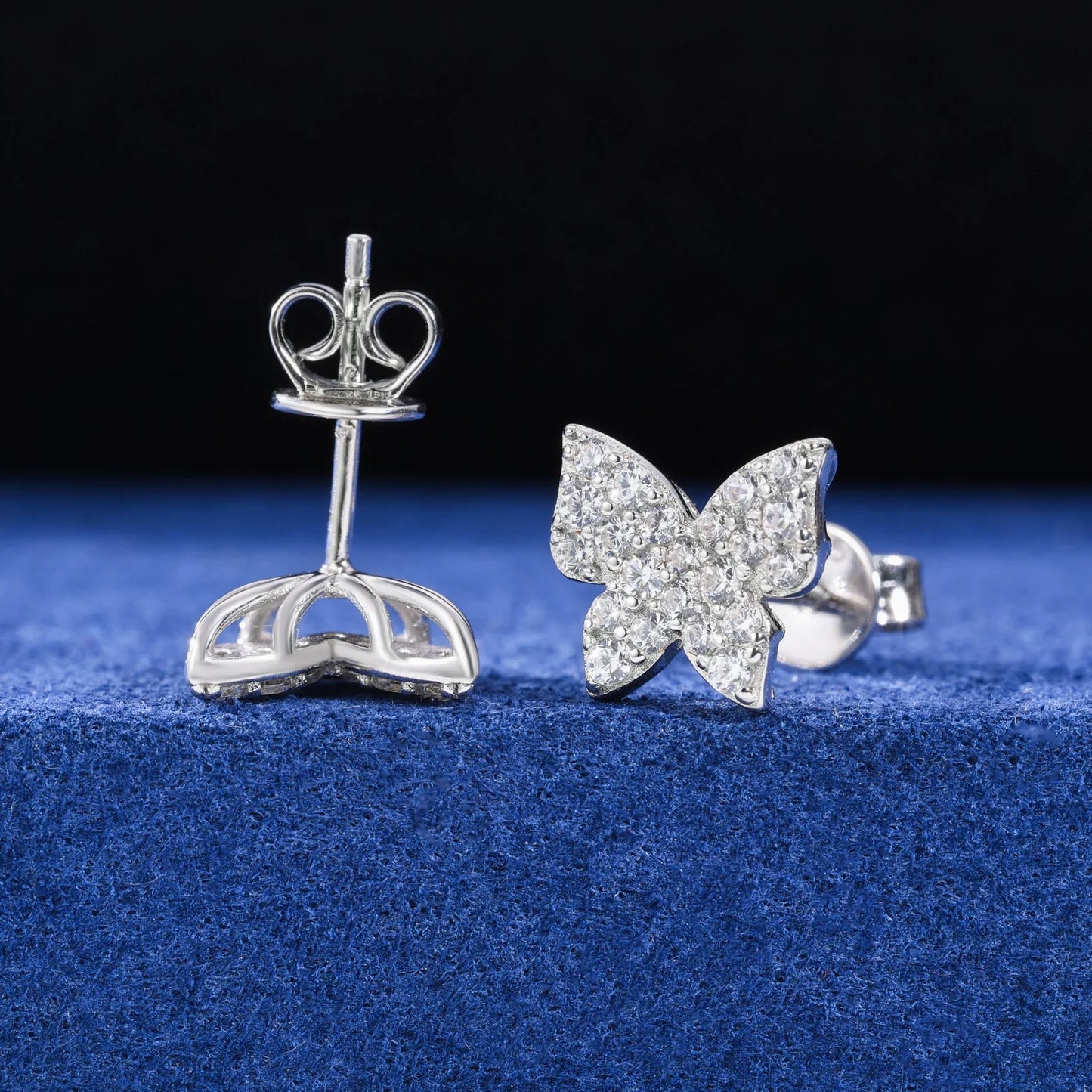 S925 Moissanite Butterfly Stud Earrings