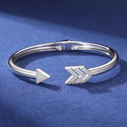 New S925 VVS Moissanite Premium Arrow Sterling Silver Men Cuff Bracelet