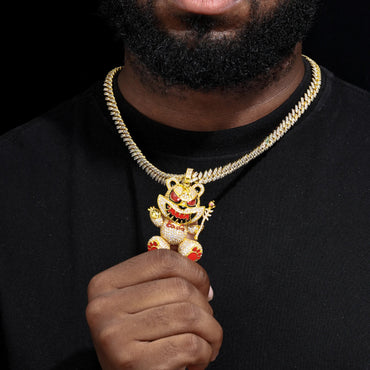 S925 Moissanite Wizard Violent Bear Pendant