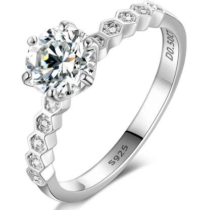 S925 Moissanite Single Shared Octagon Band Asscher Diamond Ring
