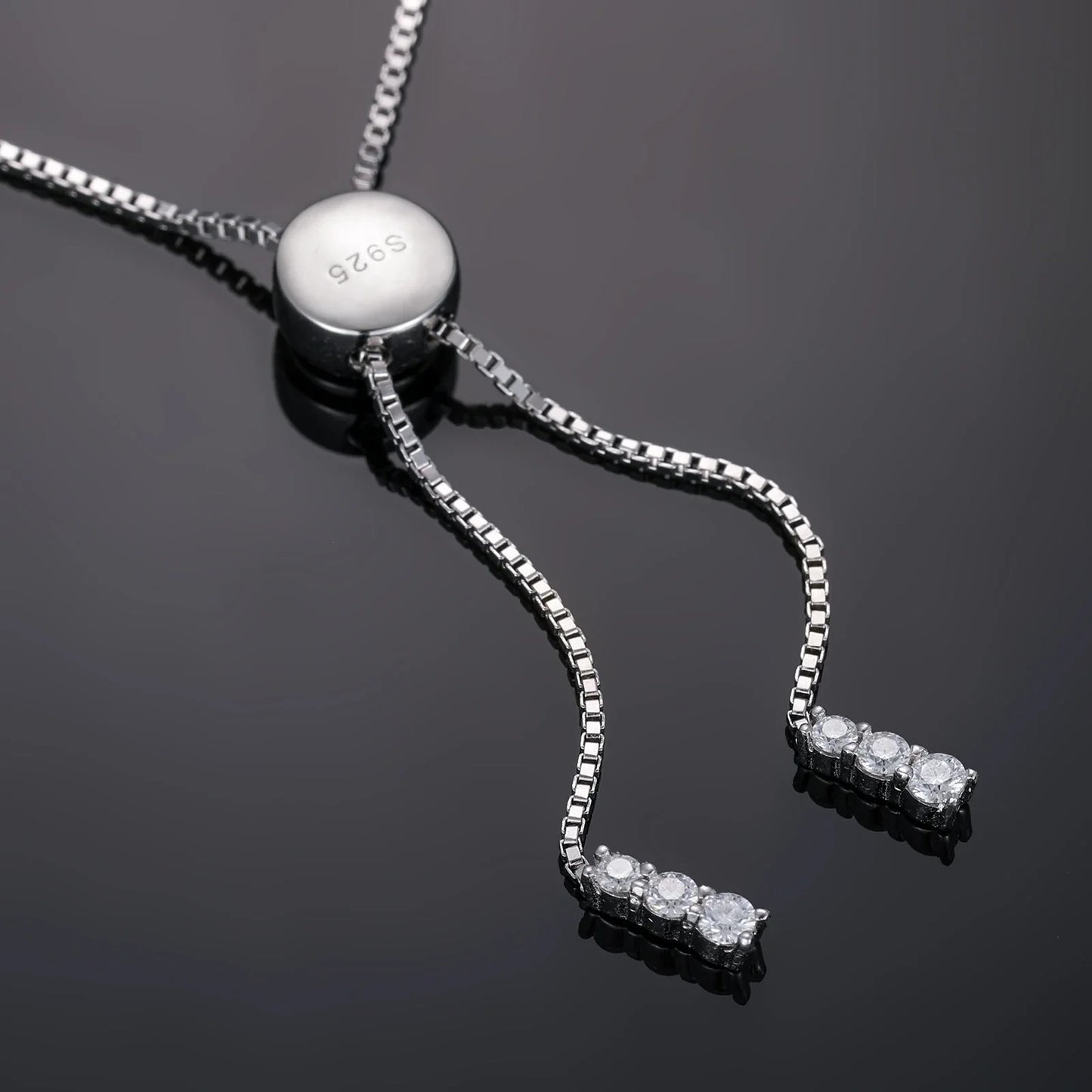 2/3mm S925 Moissanite Adjustable Tennis Bracelet - White Gold