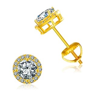 925 Sterling Silver Real 0.5-2CT Moissanite Round Diamond Stud Earrings