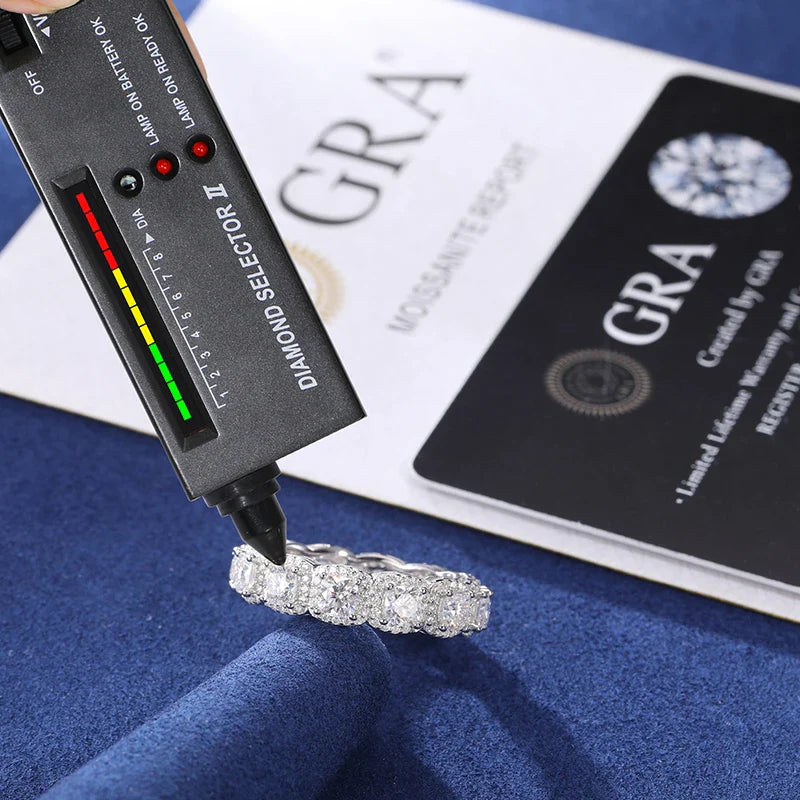 S925 Moissanite Clustered Tennis Diamond Ring