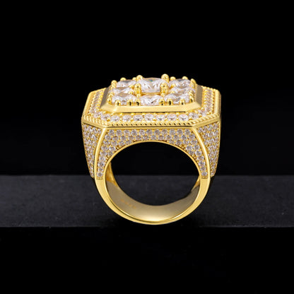 S925 Moissanite Layered Octagon Round Halo Diamond Ring