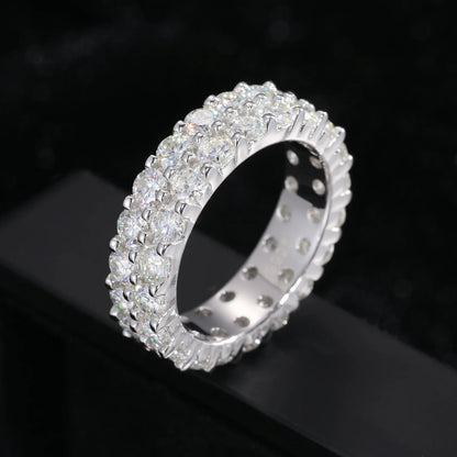S925 2 Rows Moissanite Eternity Band Ring