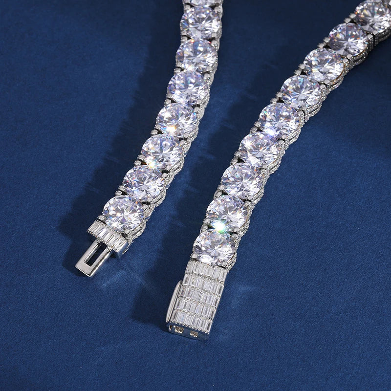 10/15mm S925 Moissanite Round Cut Tennis Chain