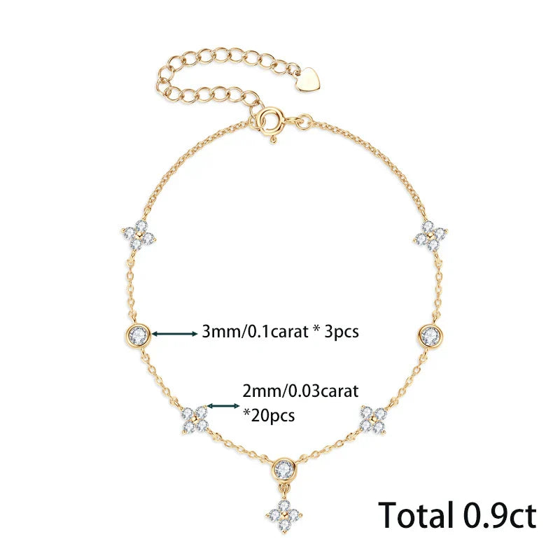 3.5mm Women's S925 Moissanite Diamond Stationed Bracelet